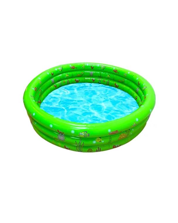 PISCINA INFLABLE PLÁSTICO 3 ANILLOS 130X35 CM VERANO NIÑOS VERDE - 1