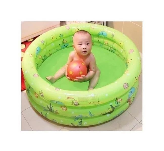 PISCINA INFLABLE PLÁSTICO 3 ANILLOS 130X35 CM VERANO NIÑOS VERDE - 4