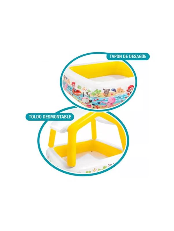 PISCINA INTEX INFANTIL INFLABLE CON TECHO REMOVIBLE PÚRPURA - 4