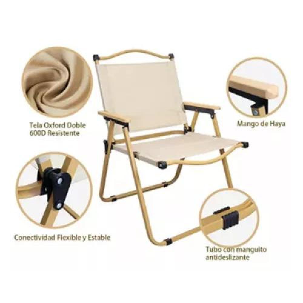 SILLA KERMIT PLEGABLE PORTÁTIL PARA CAMPING Y PESCA CREMA - 3