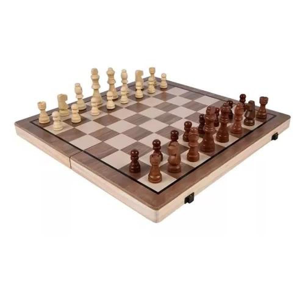 TABLERO AJEDREZ MAGNÉTICO MADERA 40X40 CM 2 EN 1 - 2