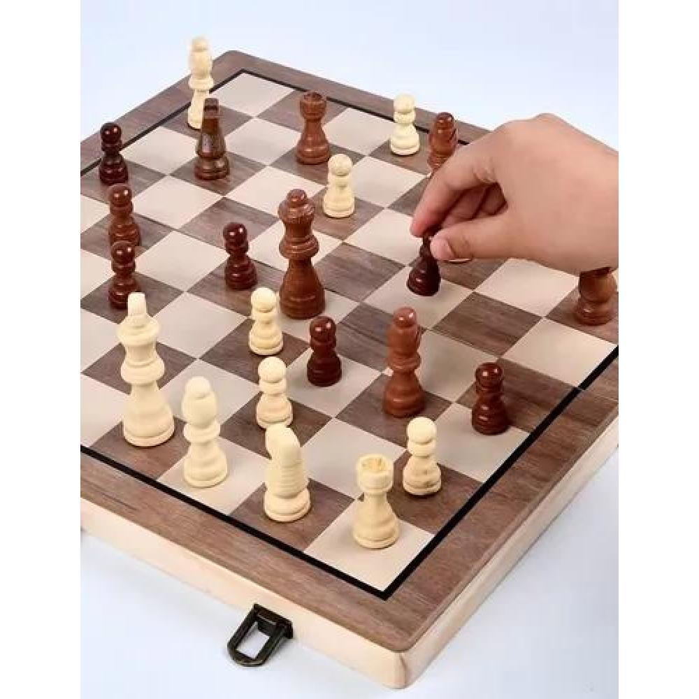 TABLERO AJEDREZ MAGNÉTICO MADERA 40X40 CM 2 EN 1 - 9