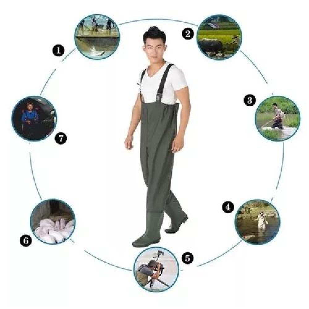 WADERS PARA PESCA, BOTAS DE PESCA TALLA 44 COLOR VERDE - 4