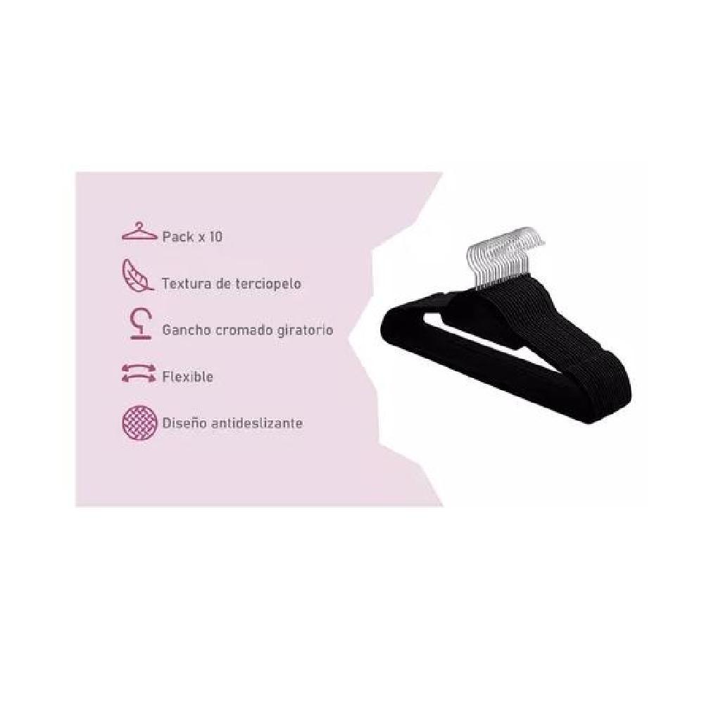 PACK 10 PERCHAS TERCIOPELO ANTIDESLIZANTES NEGRO - 6