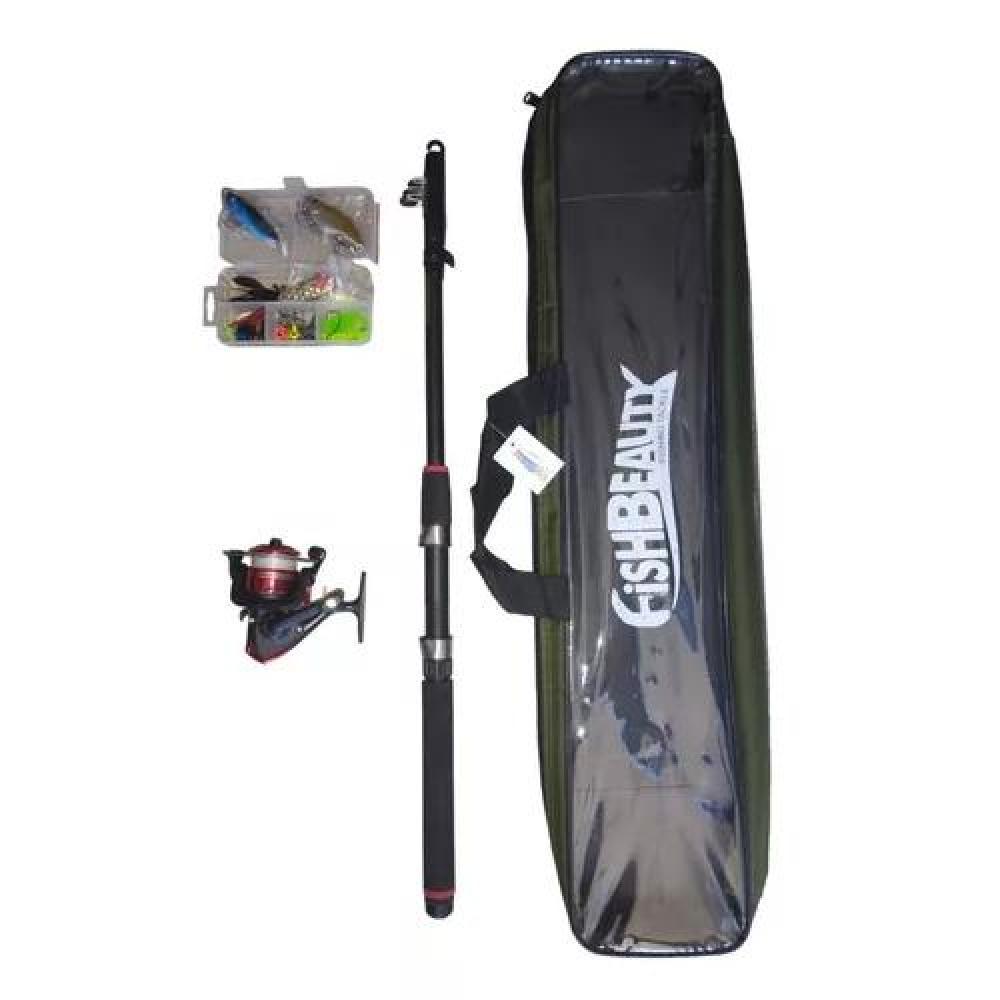 SET DE CAÑA DE PESCAR TELESCÓPICA CON ACCESORIOS Y BOLSO NEGRO - 2