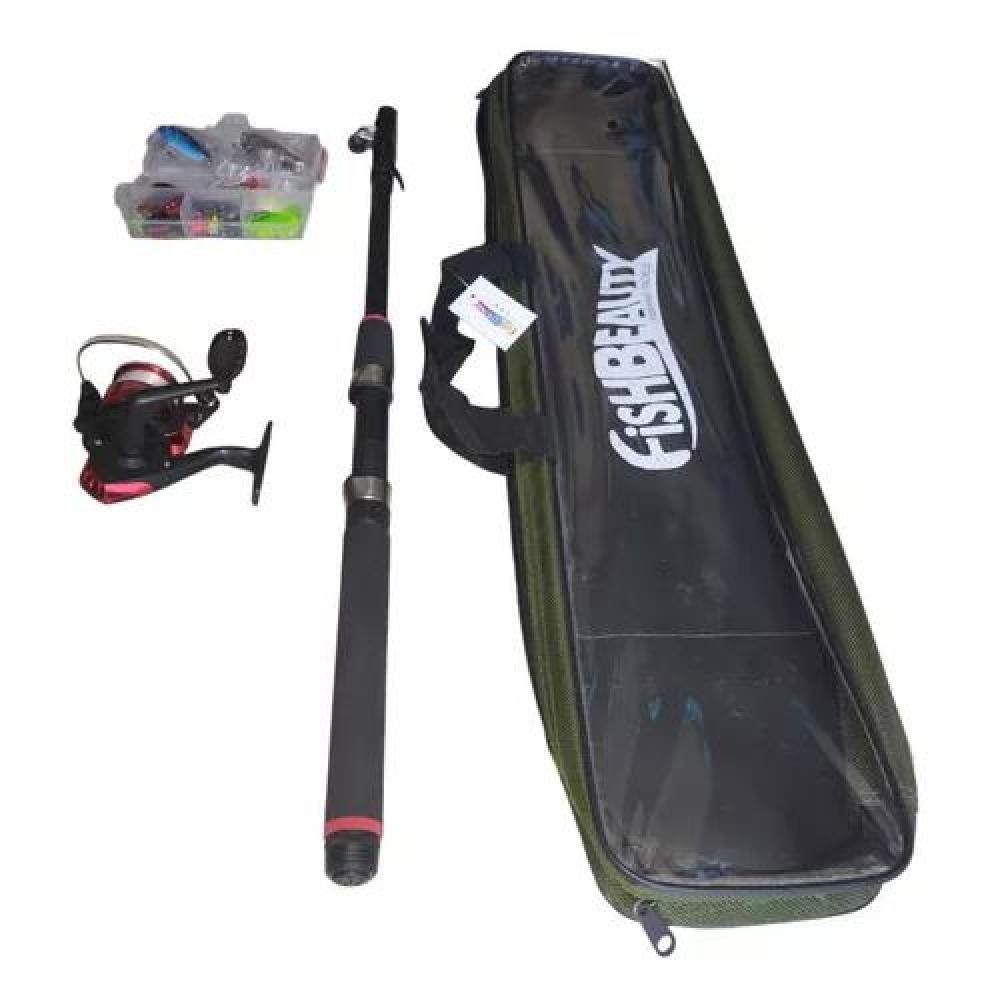 SET DE CAÑA DE PESCAR TELESCÓPICA CON ACCESORIOS Y BOLSO NEGRO - 3