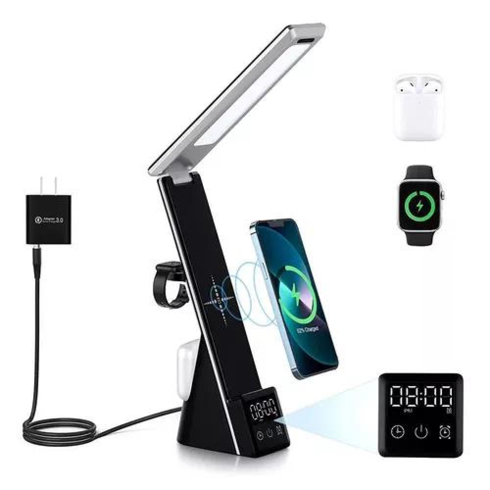 GENÉRICO ESTACIÓN DE CARGA INALÁMBRICA PARA IPHONE 15W + LÁMPARA 3 EN 1, NEGRO