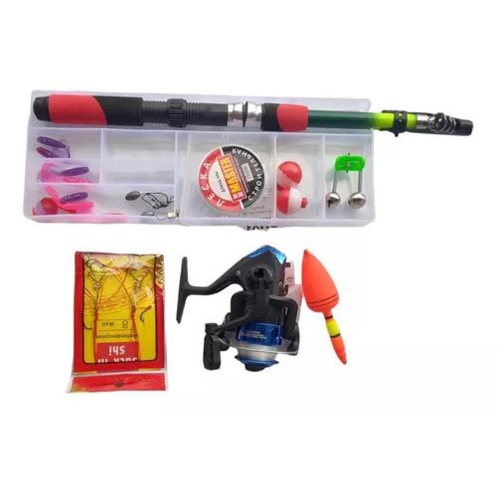 SET DE PESCA CAÑA DE PESCAR TELESCÓPICA MOSQUERO CON CARRETE MULTICOLOR - 2
