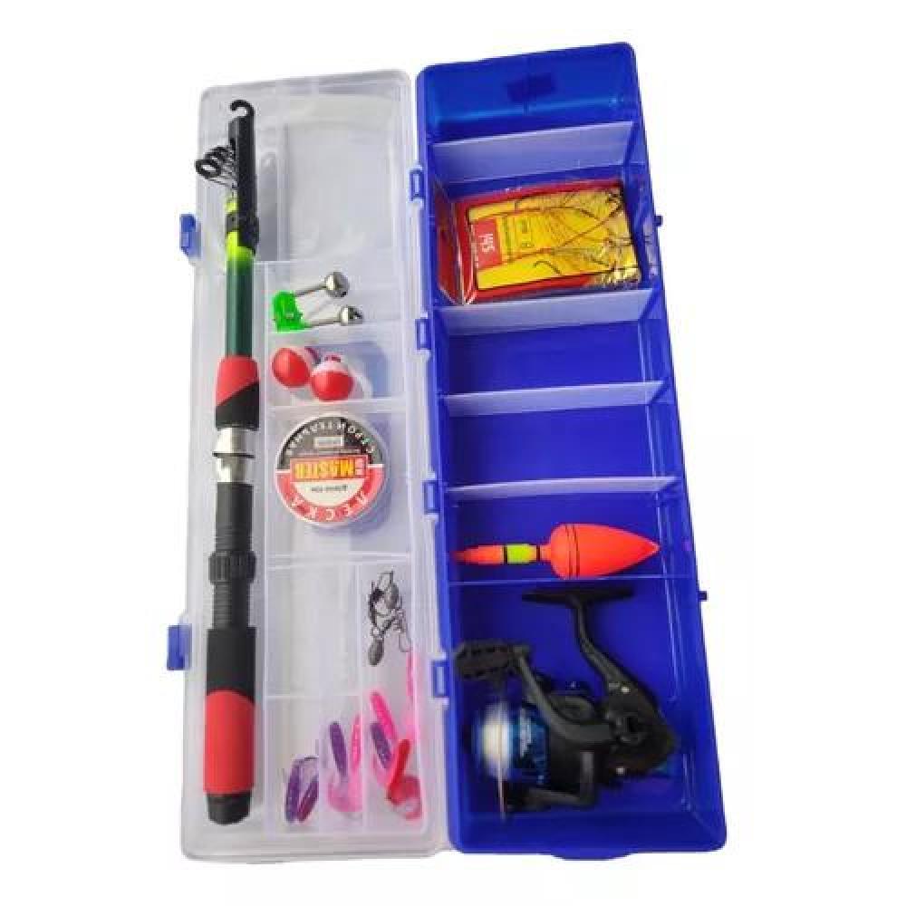 SET DE PESCA CAÑA DE PESCAR TELESCÓPICA MOSQUERO CON CARRETE MULTICOLOR - 4