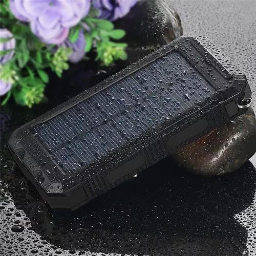 SOLAR POWER BANK 12,000 MAH, CARGADOR SOLAR PORTÁTIL DUAL, COLOR NEGRO - 7