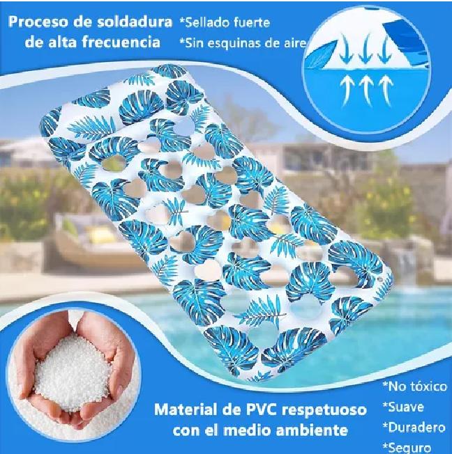 HAMACA FLOTANTE INFLABLE ADULTOS PISCINA VERANO MULTICOLOR - 5