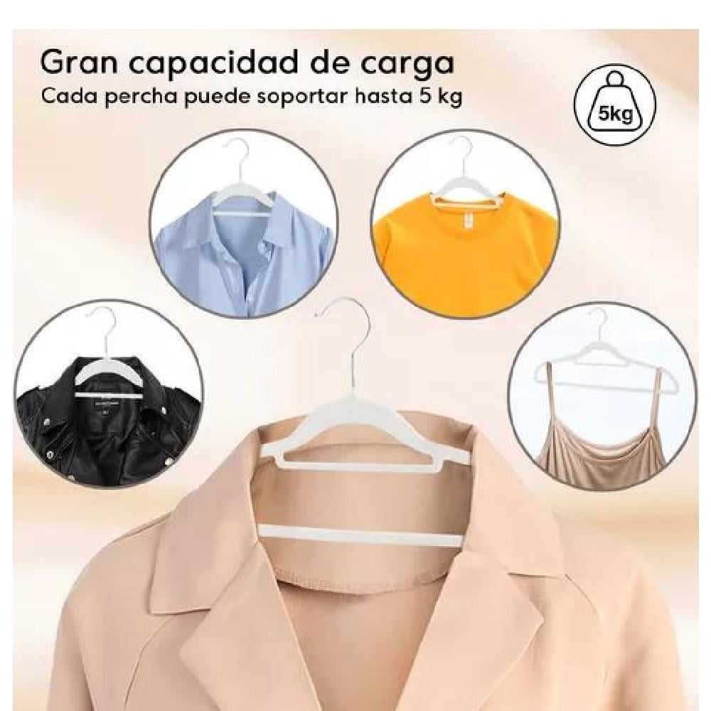 SET 50 GANCHOS COLGADORES ROPA TERCIOPELO GRIS - 4