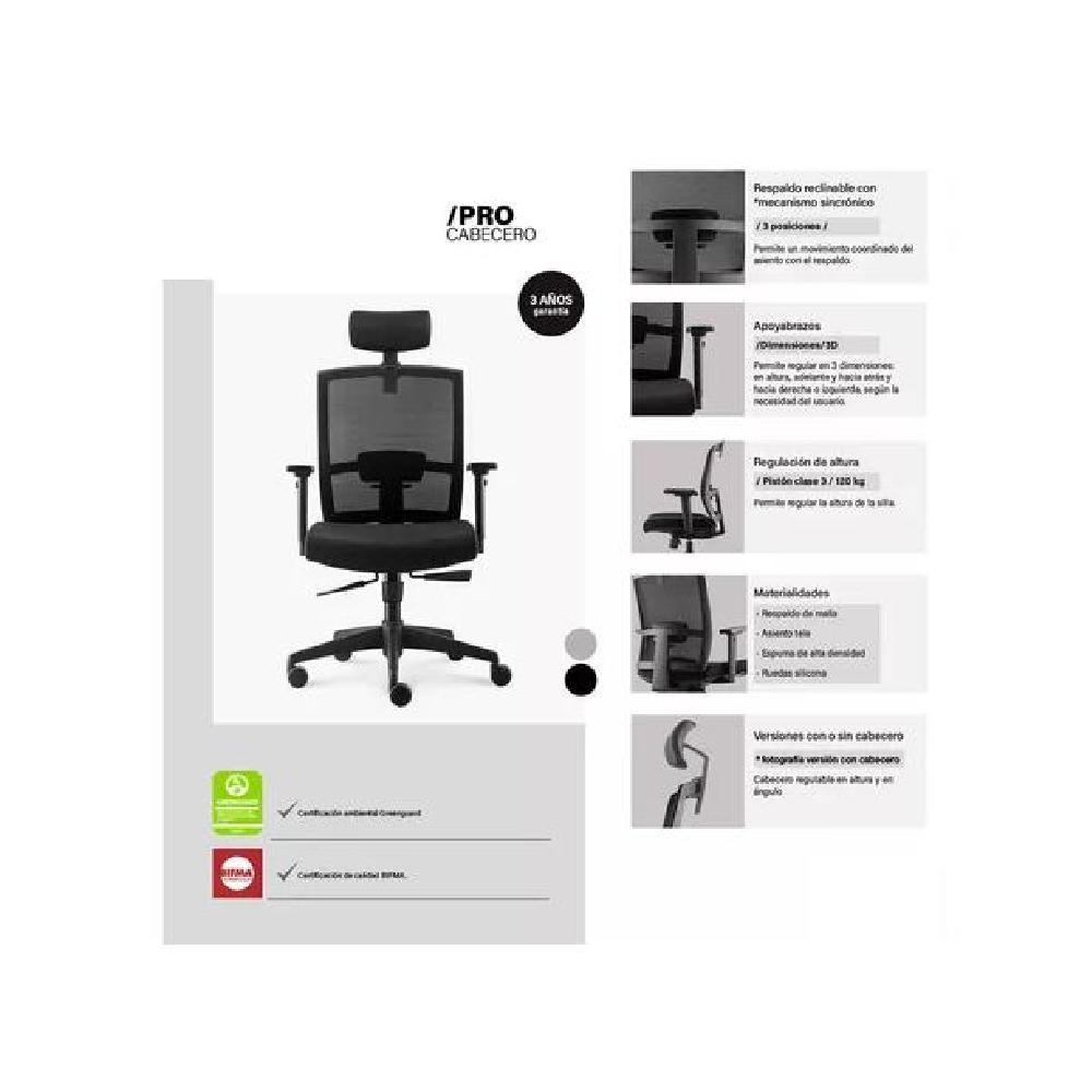 SILLA OFICINA TAYLOR SYNCRO CON CABECERO NEGRO - 6