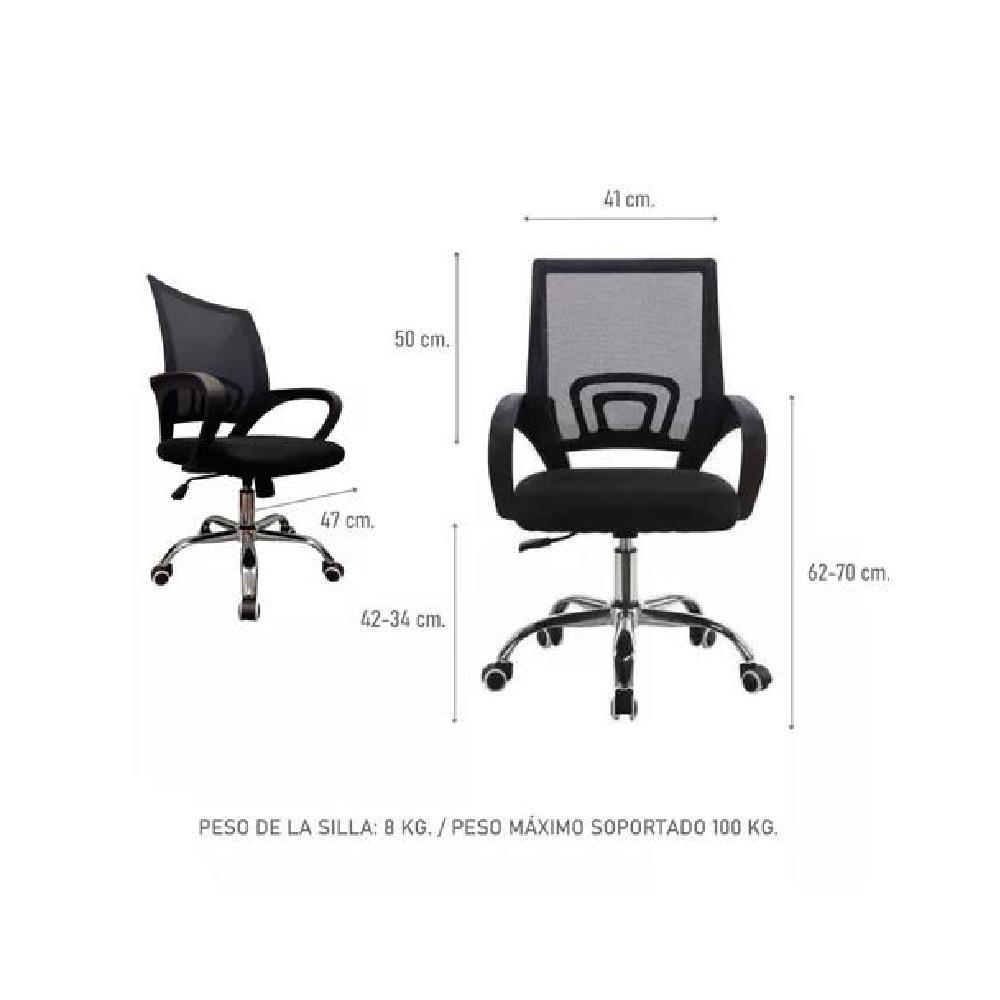 SILLA ESCRITORIO ERGONÓMICA LUMAX EZRI CON TAPIZADO MESH NEGRO - 3