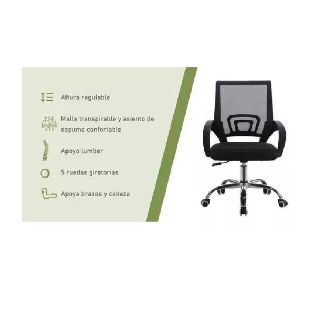 SILLA ESCRITORIO ERGONÓMICA LUMAX EZRI CON TAPIZADO MESH NEGRO - 4