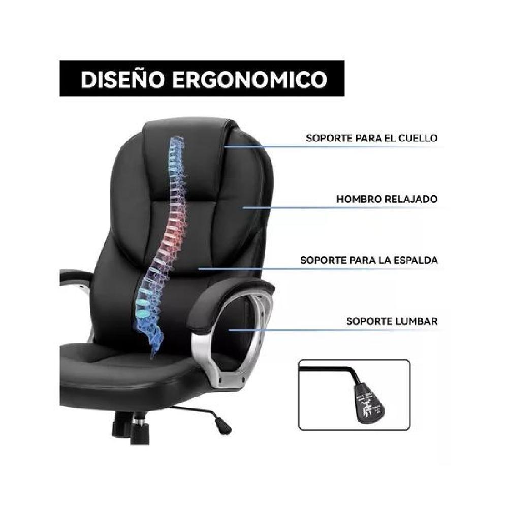 SILLA ESCRITORIO EJECUTIVA EMILIA PREMIUM CUERO NEGRO - 4