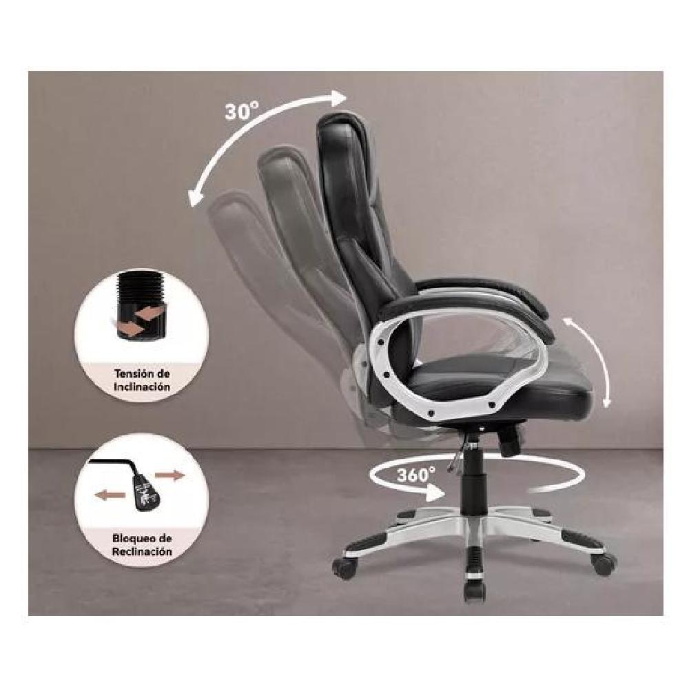 SILLA ESCRITORIO EJECUTIVA EMILIA PREMIUM CUERO NEGRO - 6