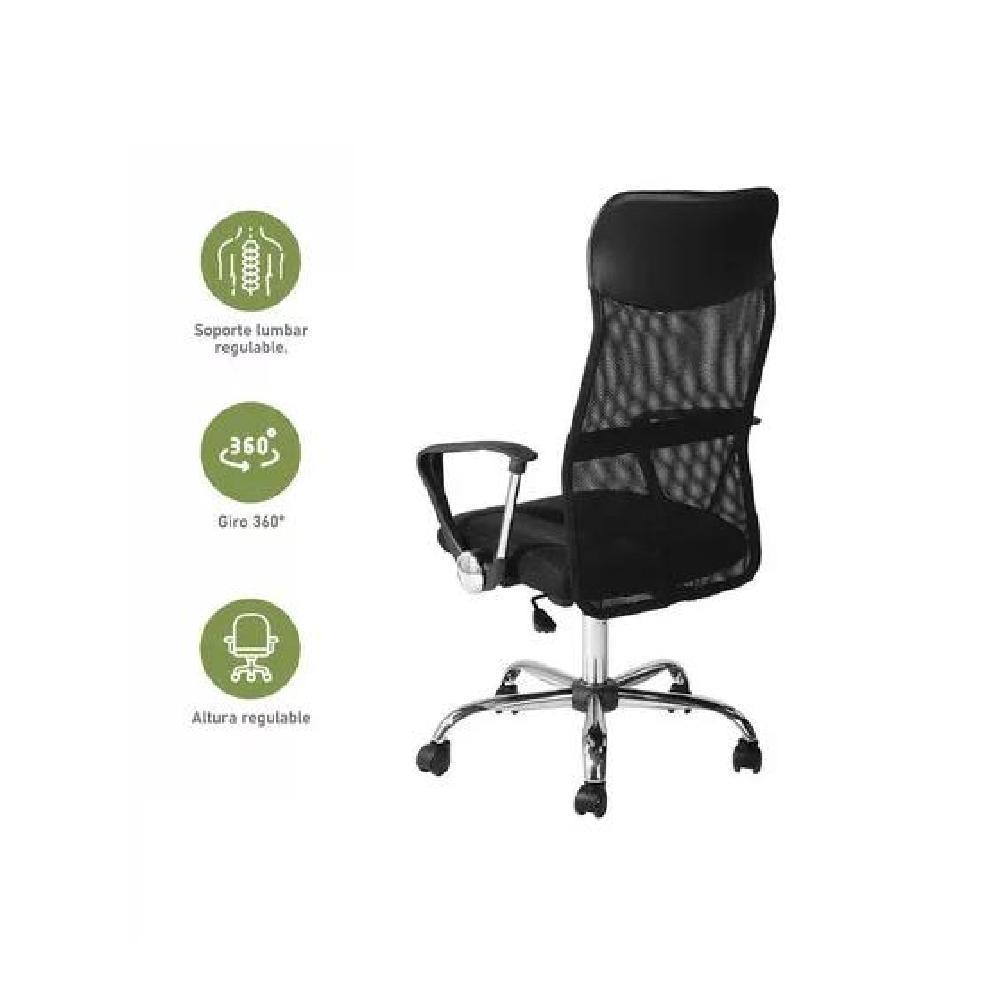 SILLA OFICINA HIGH MESH CON RESPALDO ALTO NEGRO - 4