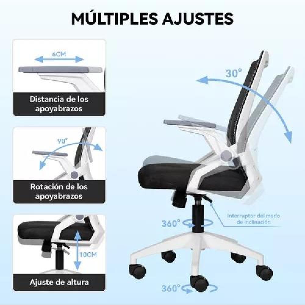 SILLA ERGONÓMICA OFICINA CARLA GIRATORIA CON ASIENTO MEMORIA NEGRO - 5