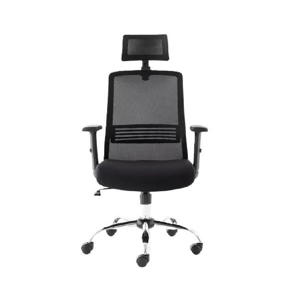 SILLA ESCRITORIO CUBA ALTA CON BRAZO REGULABLE Y CABECERO NEGRO - 1
