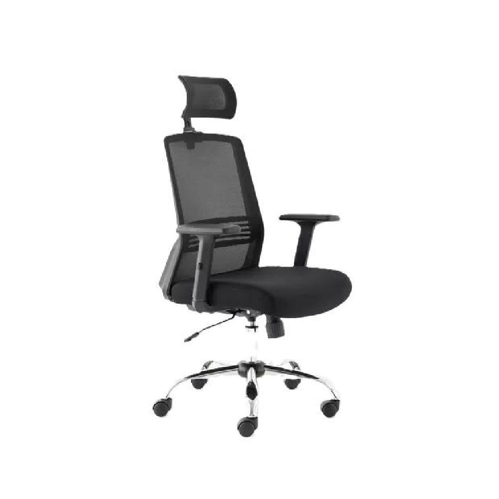 SILLA ESCRITORIO CUBA ALTA CON BRAZO REGULABLE Y CABECERO NEGRO - 2