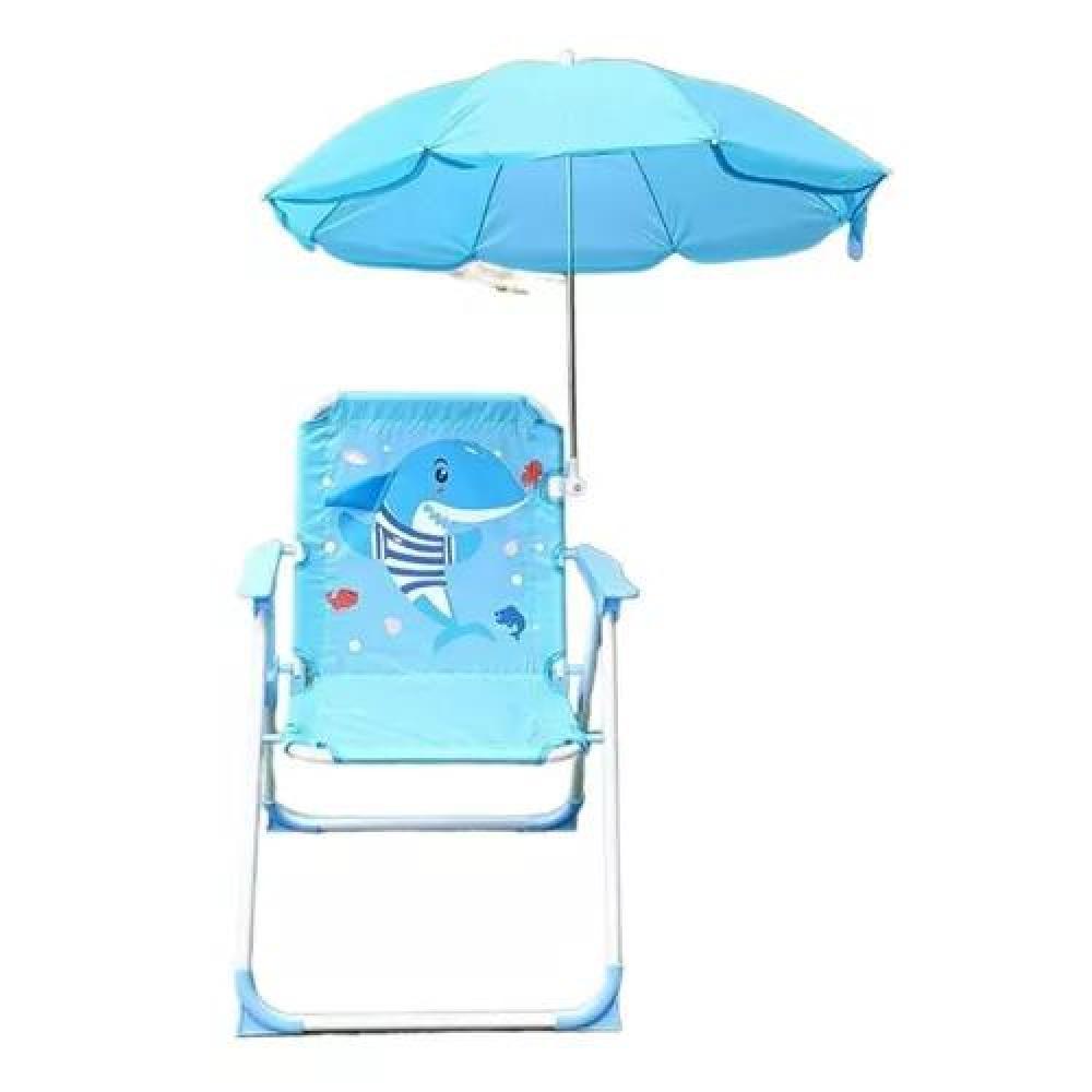SILLA PLEGABLE PARA CAMPING ANIMALES NIÑOS CON SOMBRILLA AZUL - 2