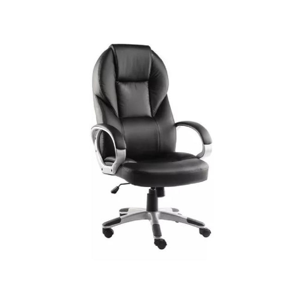 SILLA ESCRITORIO ERGONÓMICA EJECUTIVA CON TAPIZADO CUERO NEGRO - 1