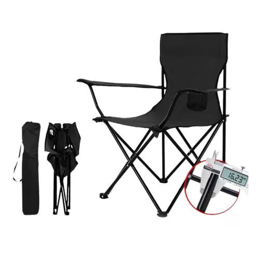 SILLA PLEGABLE DE CAMPING CON PORTA VASO Y BOLSA NEGRA - 4