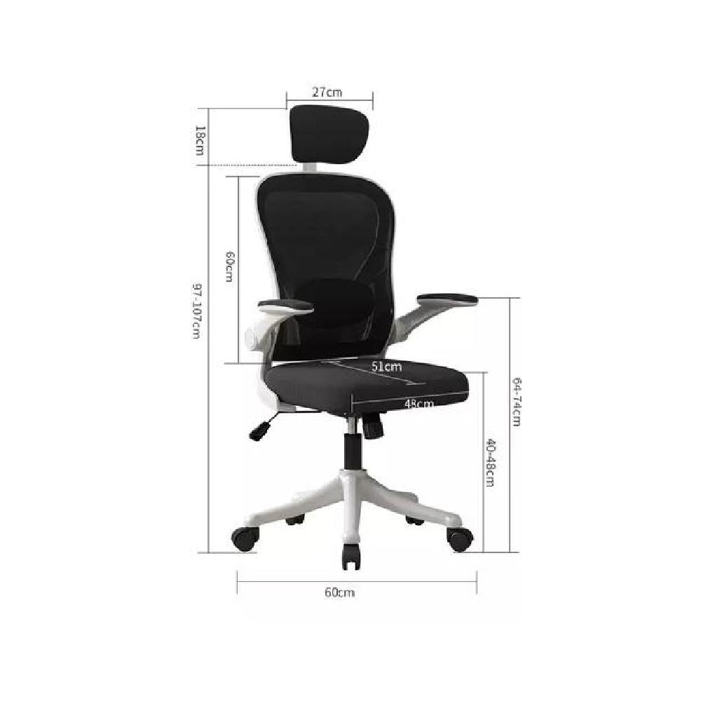 SILLA OFICINA ERGONÓMICA CON SOPORTE LUMBAR AJUSTABLE NEGRO - 4