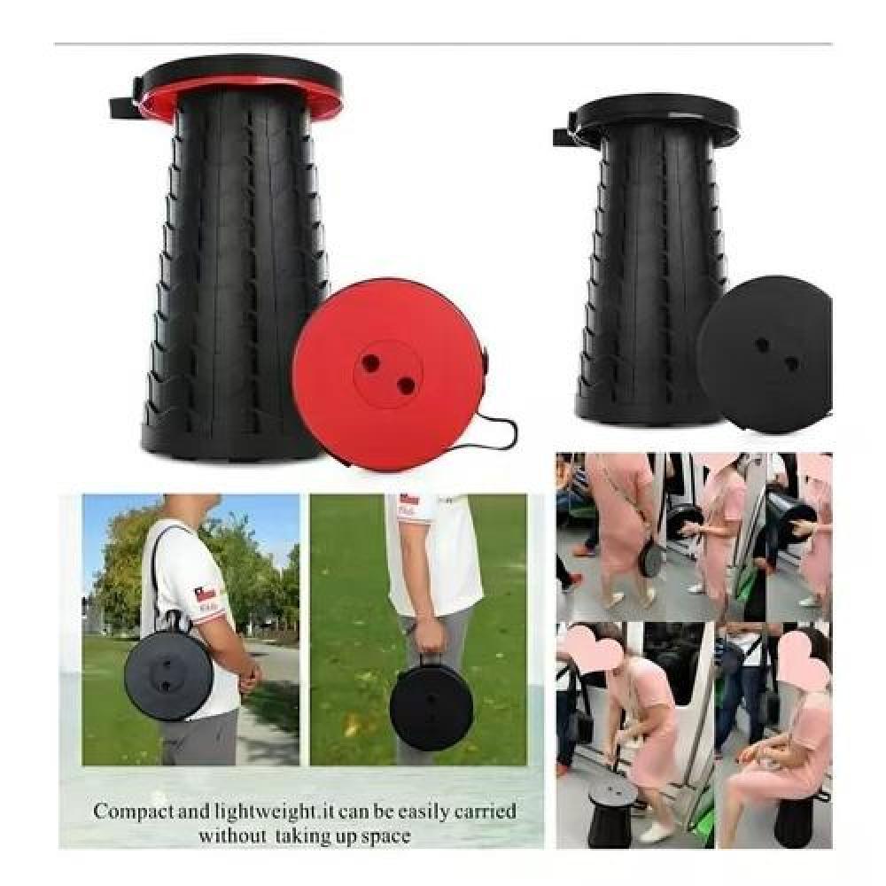 SILLA TABURETE PLEGABLE PORTÁTIL PARA PISO INTERIOR Y EXTERIOR NEGRA - 4