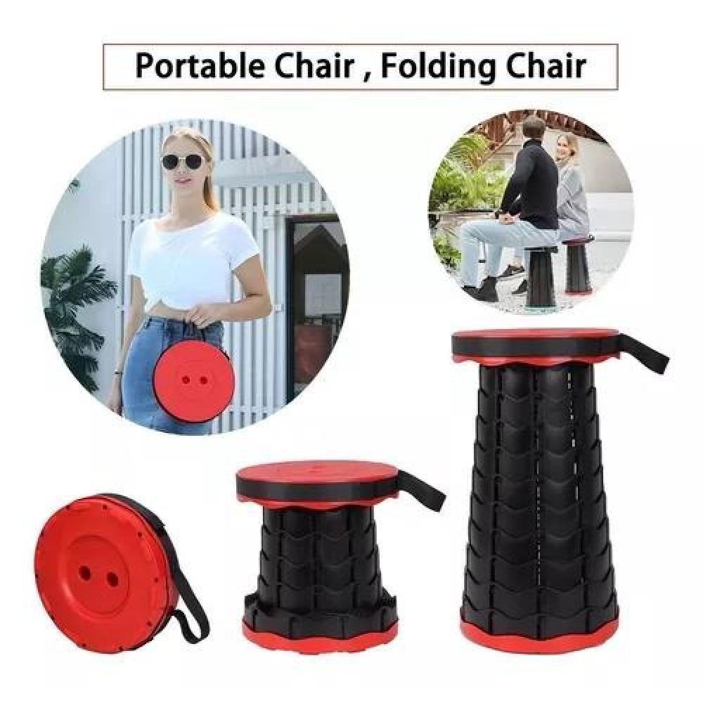 SILLA TABURETE PLEGABLE PORTÁTIL PARA PISO INTERIOR Y EXTERIOR NEGRA - 5