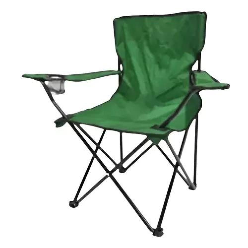 SILLA PLEGABLE DE CAMPING CON PORTA VASO Y BOLSA VERDE - 1