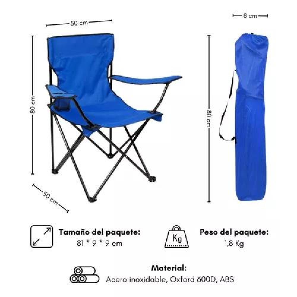 SILLA PLEGABLE DE CAMPING CON PORTA VASO Y BOLSA VERDE - 2