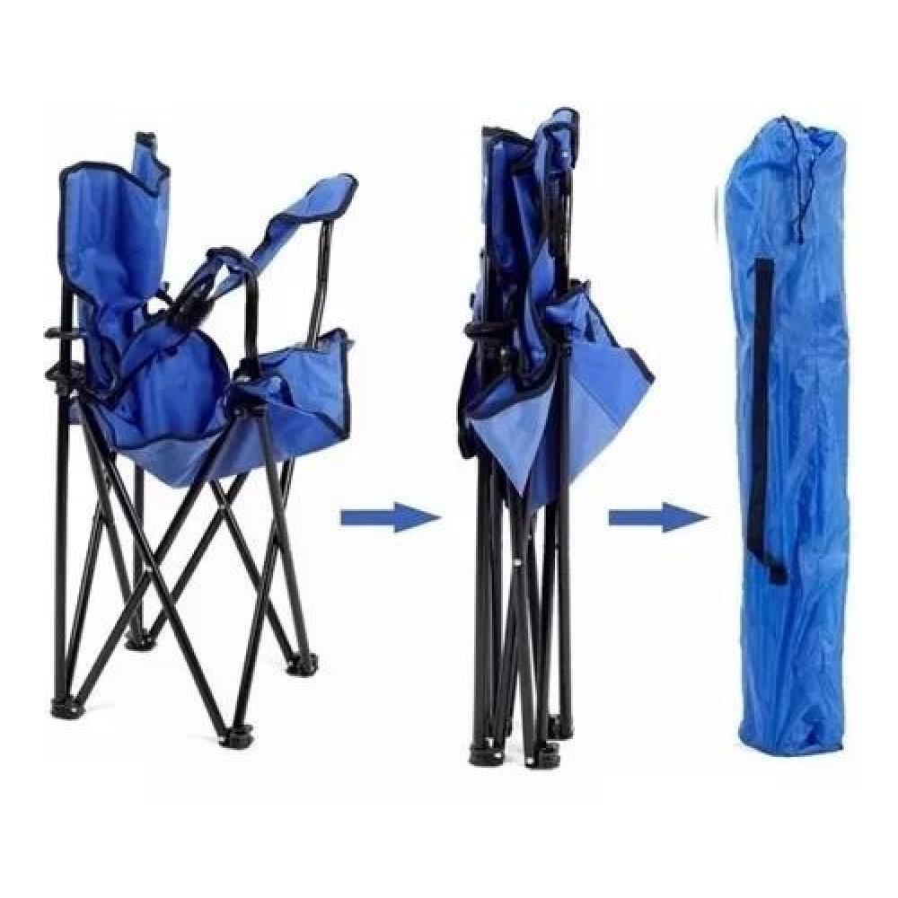 SILLA PLEGABLE DE CAMPING PARA PICNIC Y PLAYA AZUL - 4
