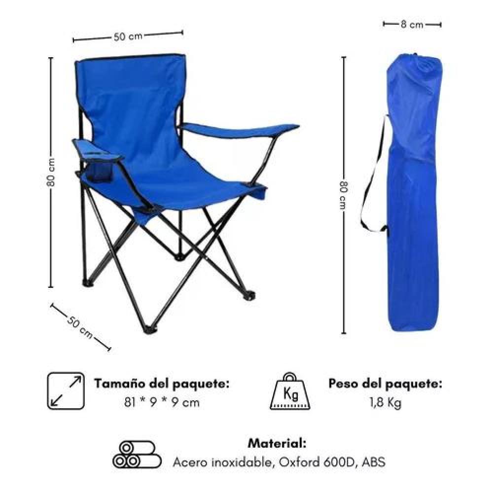 SILLA PLEGABLE DE CAMPING PARA PICNIC Y PLAYA AZUL - 6