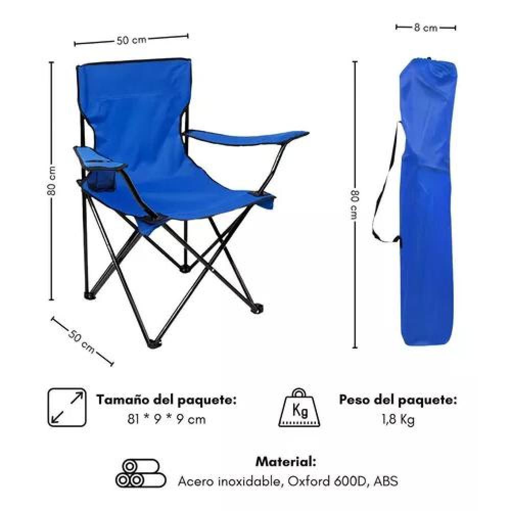 SILLA PLEGABLE DE CAMPING PARA PICNIC Y PLAYA AZUL OSCURO - 2