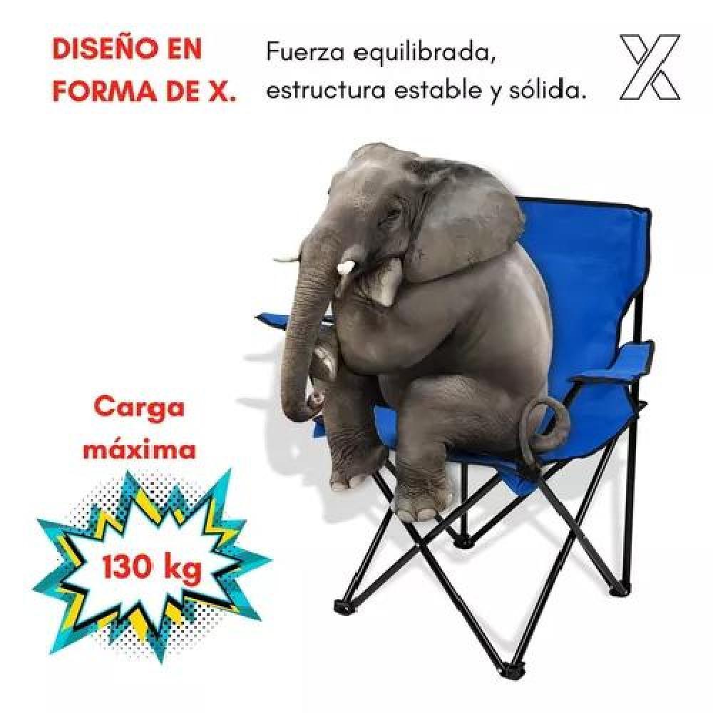 SILLA PLEGABLE DE CAMPING PARA PICNIC Y PLAYA AZUL OSCURO - 4