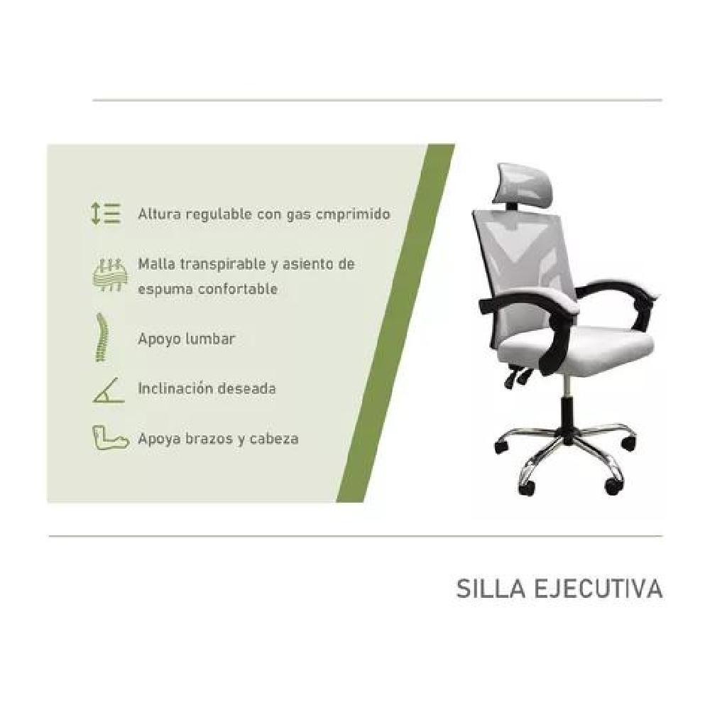 SILLA EJECUTIVA ERGONÓMICA ESCRITORIO LUMAX CLYDE GRIS - 4