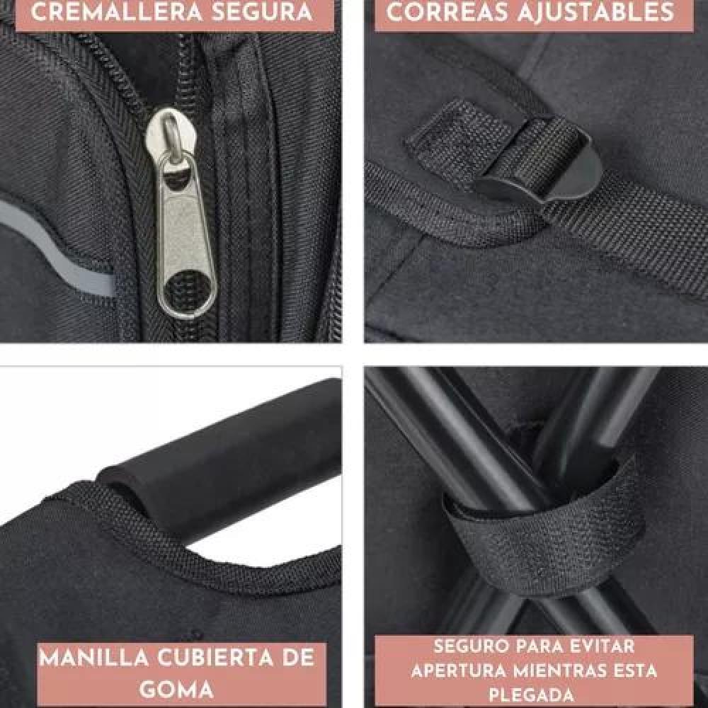 SILLA DE CAMPING CON MOCHILA PORTÁTIL NEGRA - 7