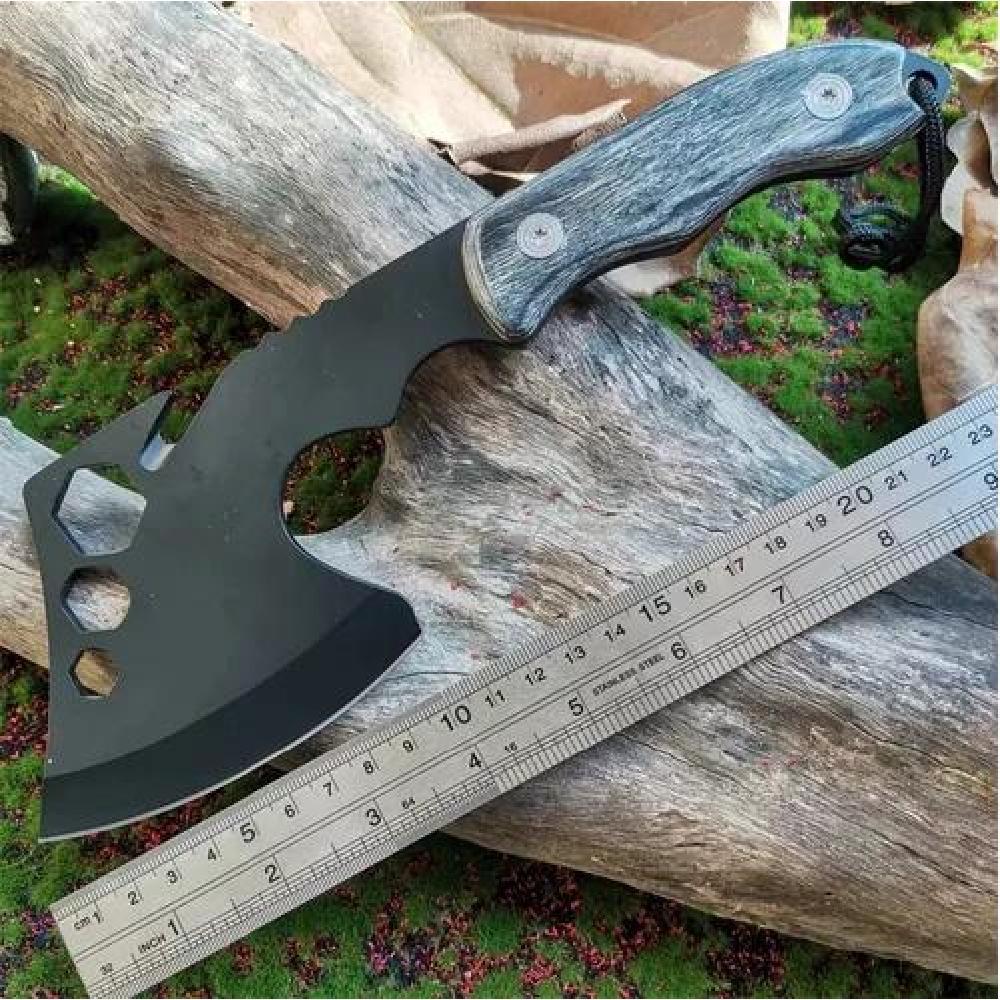 HACHA SUPERVIVENCIA CUCHILLO DEFENSA PERSONAL CUCHILLO CAZA COLOR NEGRO - 3