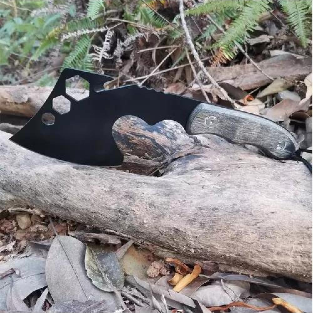 HACHA SUPERVIVENCIA CUCHILLO DEFENSA PERSONAL CUCHILLO CAZA COLOR NEGRO - 4