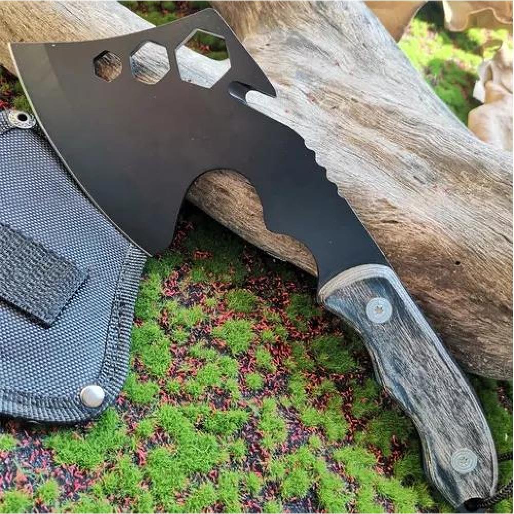 HACHA SUPERVIVENCIA CUCHILLO DEFENSA PERSONAL CUCHILLO CAZA COLOR NEGRO - 7