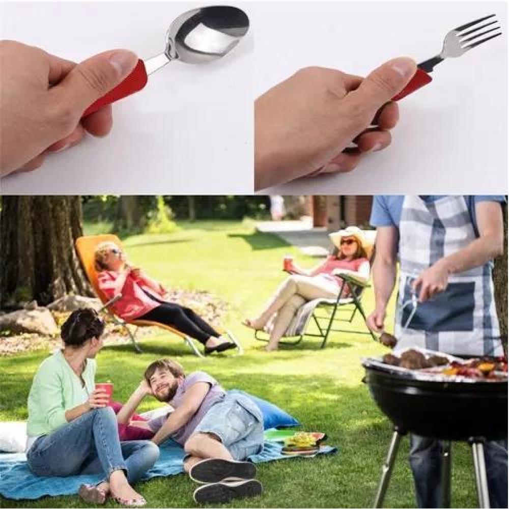 SET CUBIERTOS SERVICIOS CAMPING CUCHARA TENEDOR TREKKING 4-1 - 4
