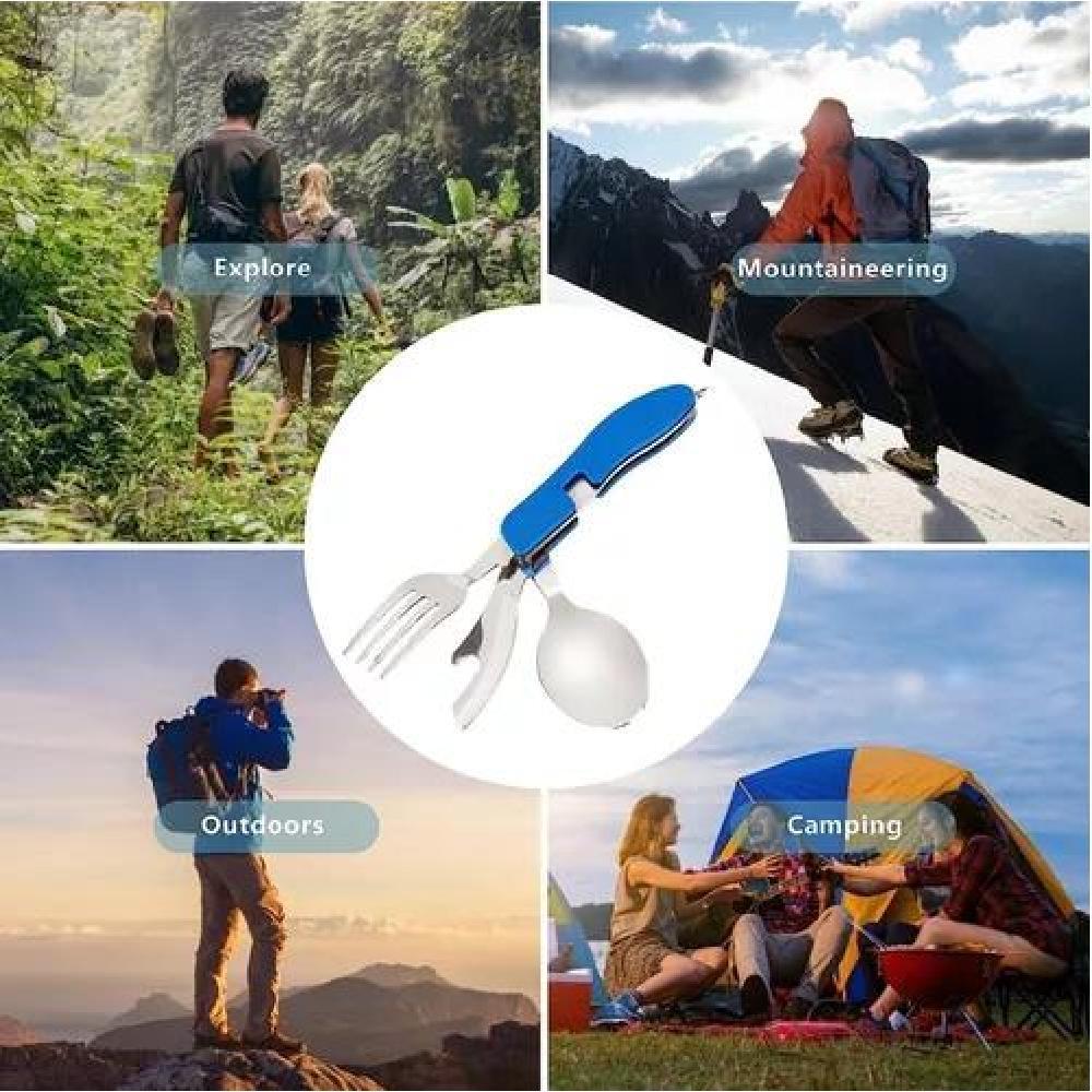 SET CUBIERTOS SERVICIOS CAMPING CUCHARA TENEDOR TREKKING 4-1 - 5