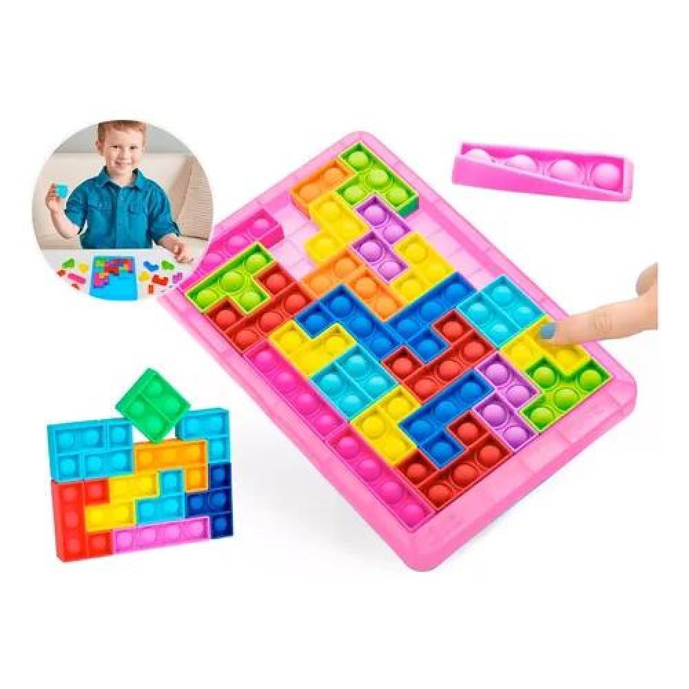 ROMPECABEZA ROSADO JUEGO POP IT BURBUJAS BLOQUES TETRIS PUZZLE - 1
