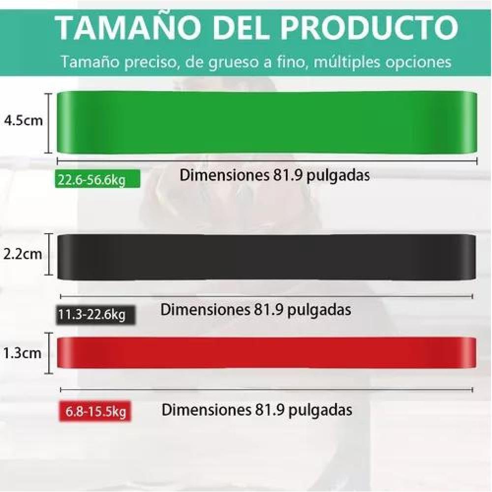 KIT BANDAS ELÁSTICAS DE RESISTENCIA PULL UP CROSSFIT GYM 3PK - 5