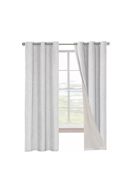 CORTINA BLACKOUT 100% 2 PAÑOS 140X220CM TEXTURA LINO IVORY - 1