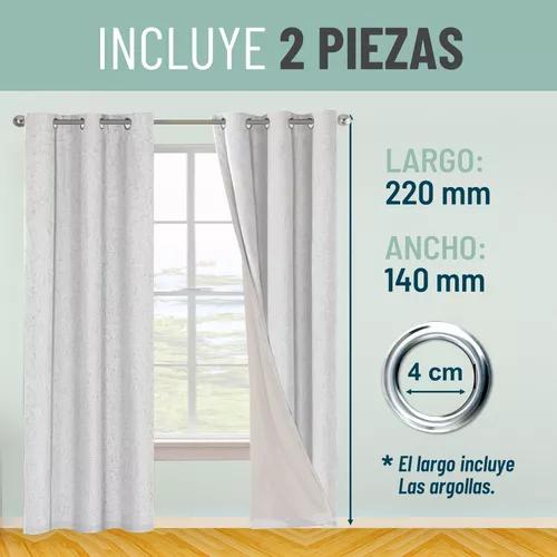 CORTINA BLACKOUT 100% 2 PAÑOS 140X220CM TEXTURA LINO IVORY - 3