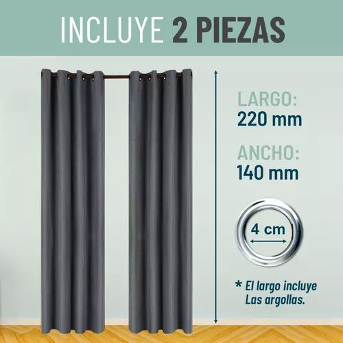 CORTINA BLACKOUT 100% 2 PAÑOS 140X220CM TEXTURA LINO GRIS OSCURO - 2