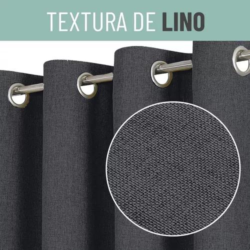 CORTINA BLACKOUT 100% 2 PAÑOS 140X220CM TEXTURA LINO GRIS OSCURO - 3